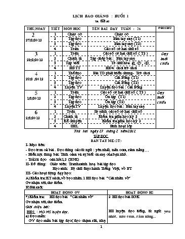 Giáo án tổng hợp các môn Lớp 1 - Tuần 26