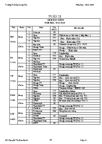 Giáo án tổng hợp các môn Lớp 1 - Tuần 28