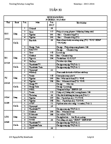 Giáo án tổng hợp các môn Lớp 1 - Tuần 30