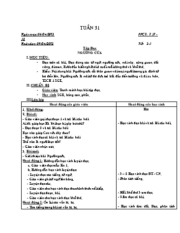 Giáo án tổng hợp các môn Lớp 1 - Tuần 31