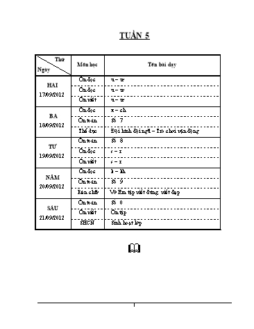 Giáo án tổng hợp các môn Lớp 1 - Tuần 5