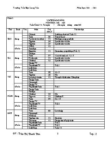 Giáo án tổng hợp các môn Lớp 2 - Tuần 12
