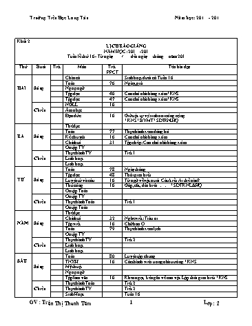 Giáo án tổng hợp các môn Lớp 2 - Tuần 16