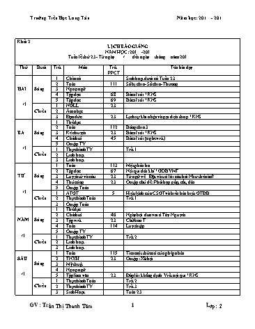 Giáo án tổng hợp các môn Lớp 2 - Tuần 23