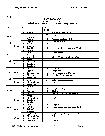 Giáo án tổng hợp các môn Lớp 2 - Tuần 26