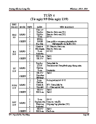 Giáo án tổng hợp các môn Lớp 2 - Tuần 4