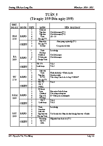 Giáo án tổng hợp các môn Lớp 2 - Tuần 5
