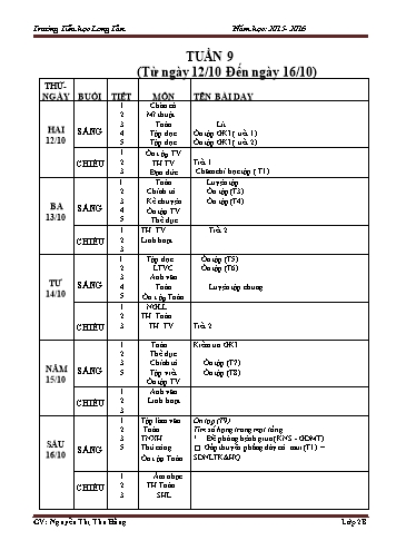 Giáo án tổng hợp các môn Lớp 2 - Tuần 9