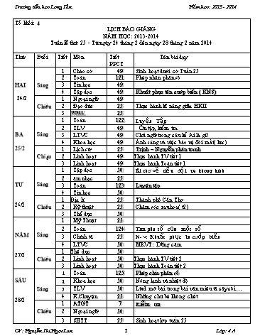 Giáo án tổng hơp các môn Lớp 4 - Tuần 25