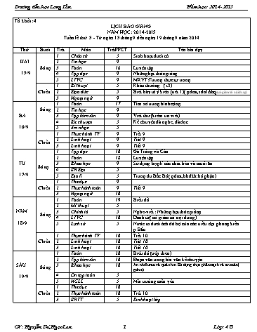 Giáo án tổng hơp các môn Lớp 4 - Tuần 5 - Năm học 2014-2015