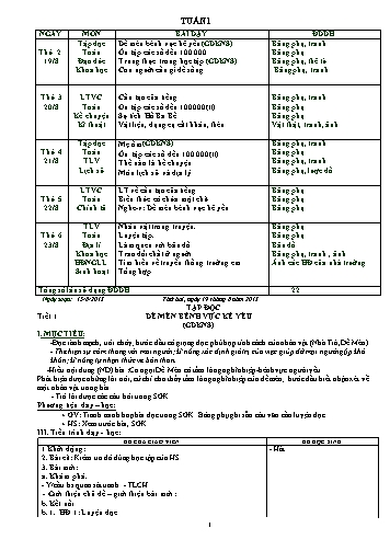 Giáo án tổng hợp Lớp 4 - Tuần 1