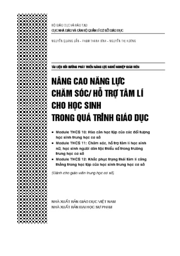 Module bồi dưỡng thường xuyên cấp THCS - Phần 10: Rào cản học tập của các đối tượng học sinh Trung học cơ sở Module bồi dưỡng thường xuyên cấp THCS - Phần 10: Rào cản học tập của các đối tượng học sinh Trung học cơ sở