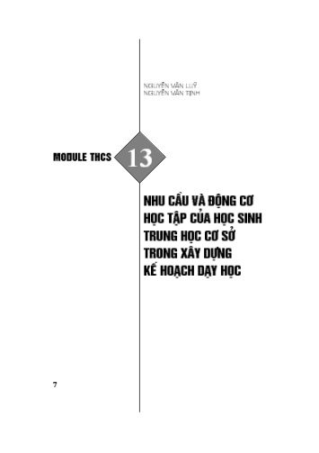 Module bồi dưỡng thường xuyên cấp THCS - Phần 13: Nhu cầu và động cơ học tập của học sinh Trung học cơ sở trong xây dựng kế hoạch dạy học