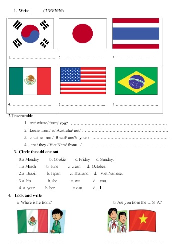 Ôn tập môn Tiếng anh Lớp 5 - Part 3
